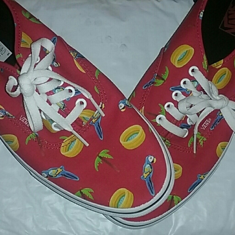 Red Vans with parrots and Palm trees